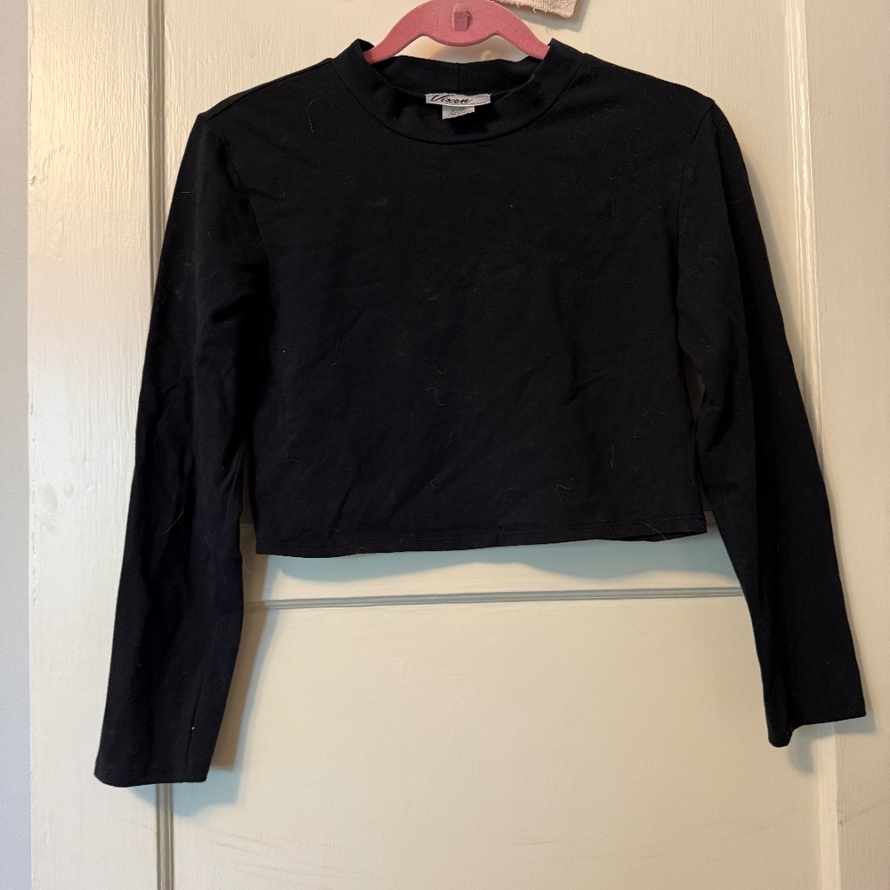 Bad Girl 3/4 sleeve crop top in Black Vixen by Micheline Pitt